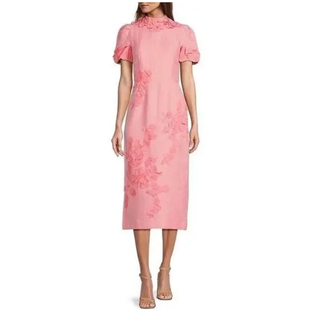 Antonio Melani Pink Floral Midi Dress size 4